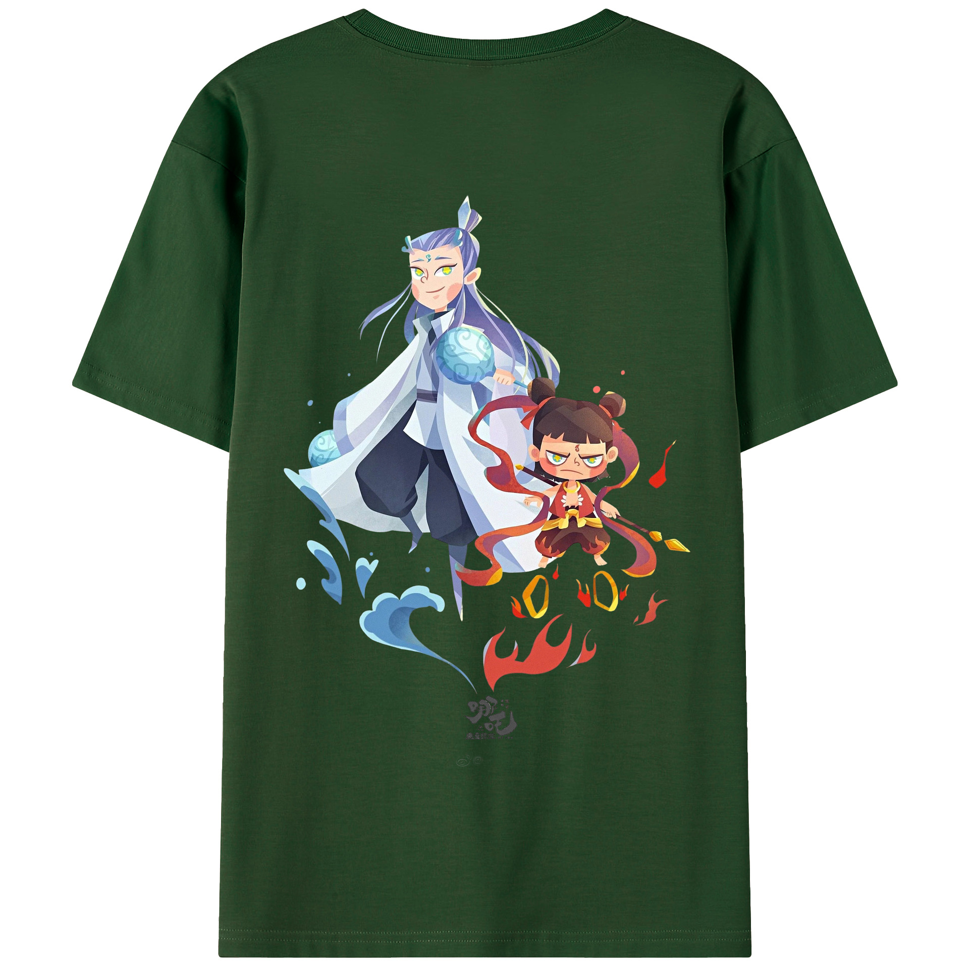 （画像用） Ne Zha 2 ナタ 魔童の大暴れ 綿100％半袖Tシャツ（背面プリント）